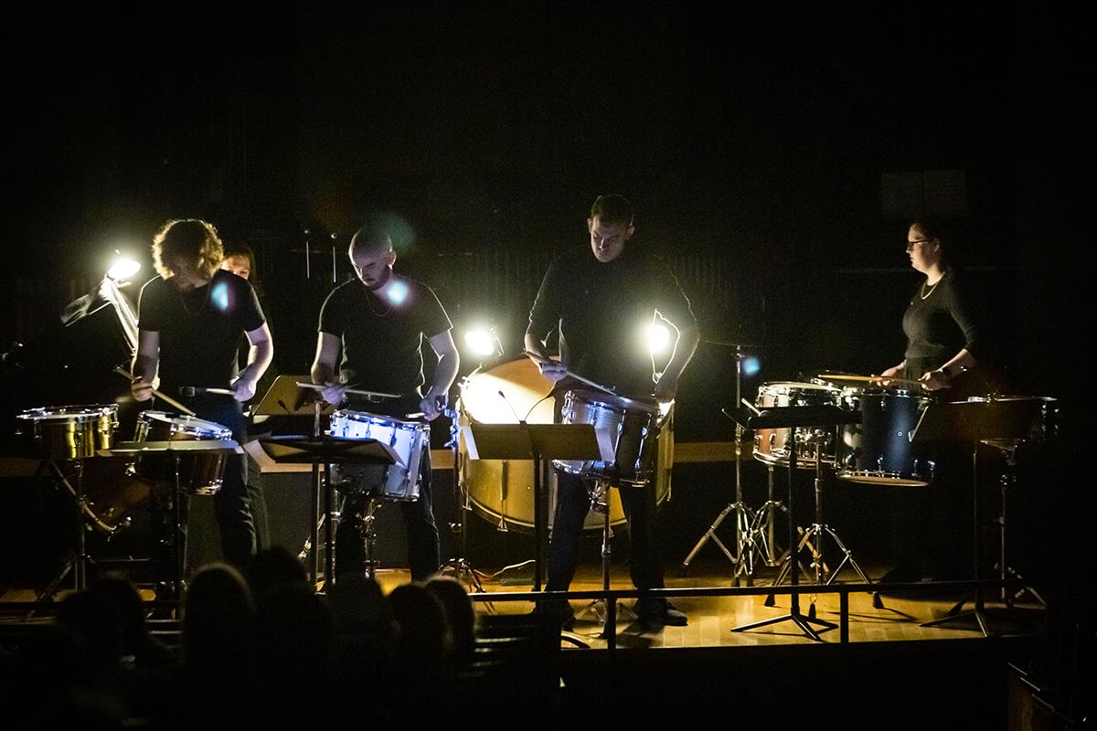 The Percussion Ensemble is pictured during a concert last year. (Photo by Chloe Timmons/Northwest Missouri State University)